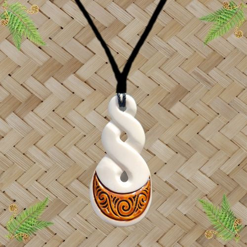 Double Twist Bone Pendant with Stain - 83mm