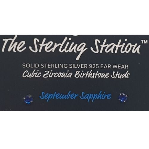 Cubic Zirconia Birthstone Studs - September Sapphire