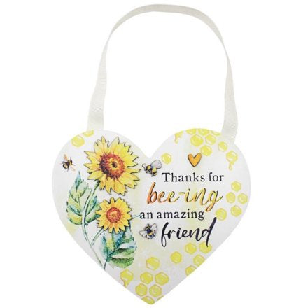 Bee Happy Heart Plaque - Friend