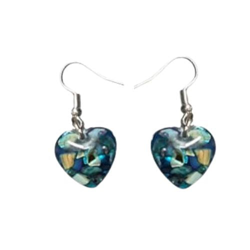 Paua Resin Heart Earrings
