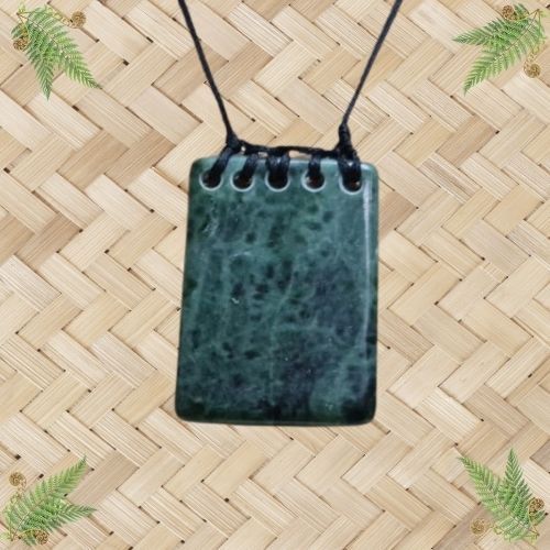 NZ Greenstone Small Square Breastplate Pendant - 40mm