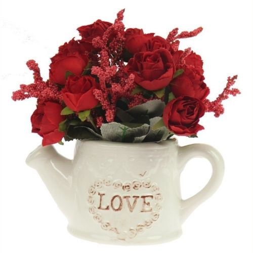 Roses in Watering Can - Red