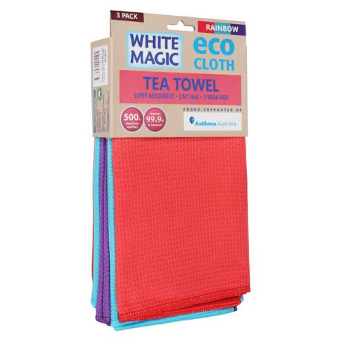 White Magic Eco Cloth Tea Towel - 3Pack - Rainbow