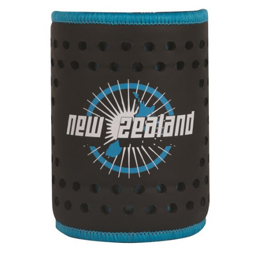 New Zealand Map Black/Blue Can Cooler