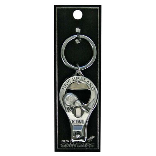 Kiwi Nail Clipper Keyring Nickel