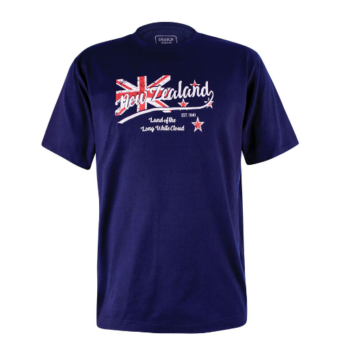 Adults NZ Flag Embroidered Tee - Navy