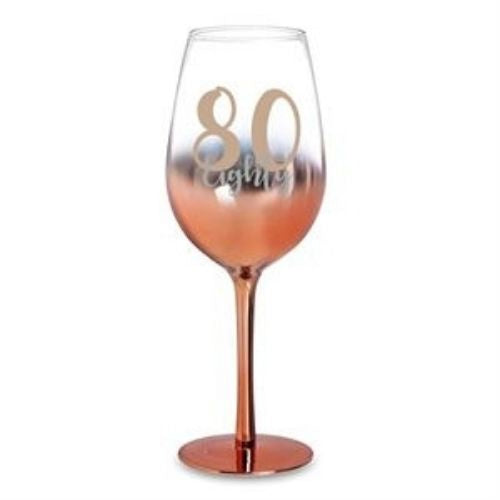 Rose Gold Ombre Stem Wine Glass - 80th