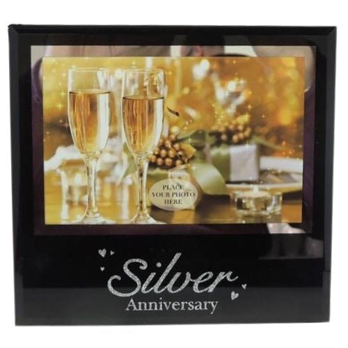 Silver Wedding Anniversary Frame - Black