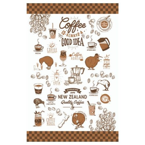 Kitchen Style Kiwi & Coffee Tea Towel
