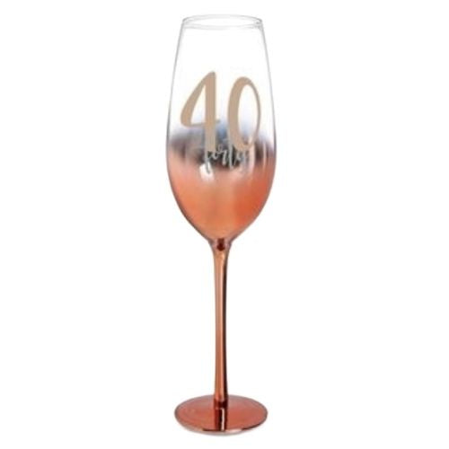 Rose Gold Ombre Champagne Glass - 40th