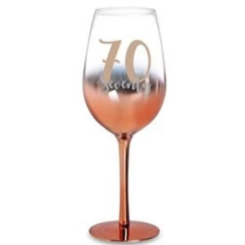 Rose Gold Ombre Stem Wine Glass - 70th