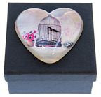 Birdcage Heart Glass Paperweight